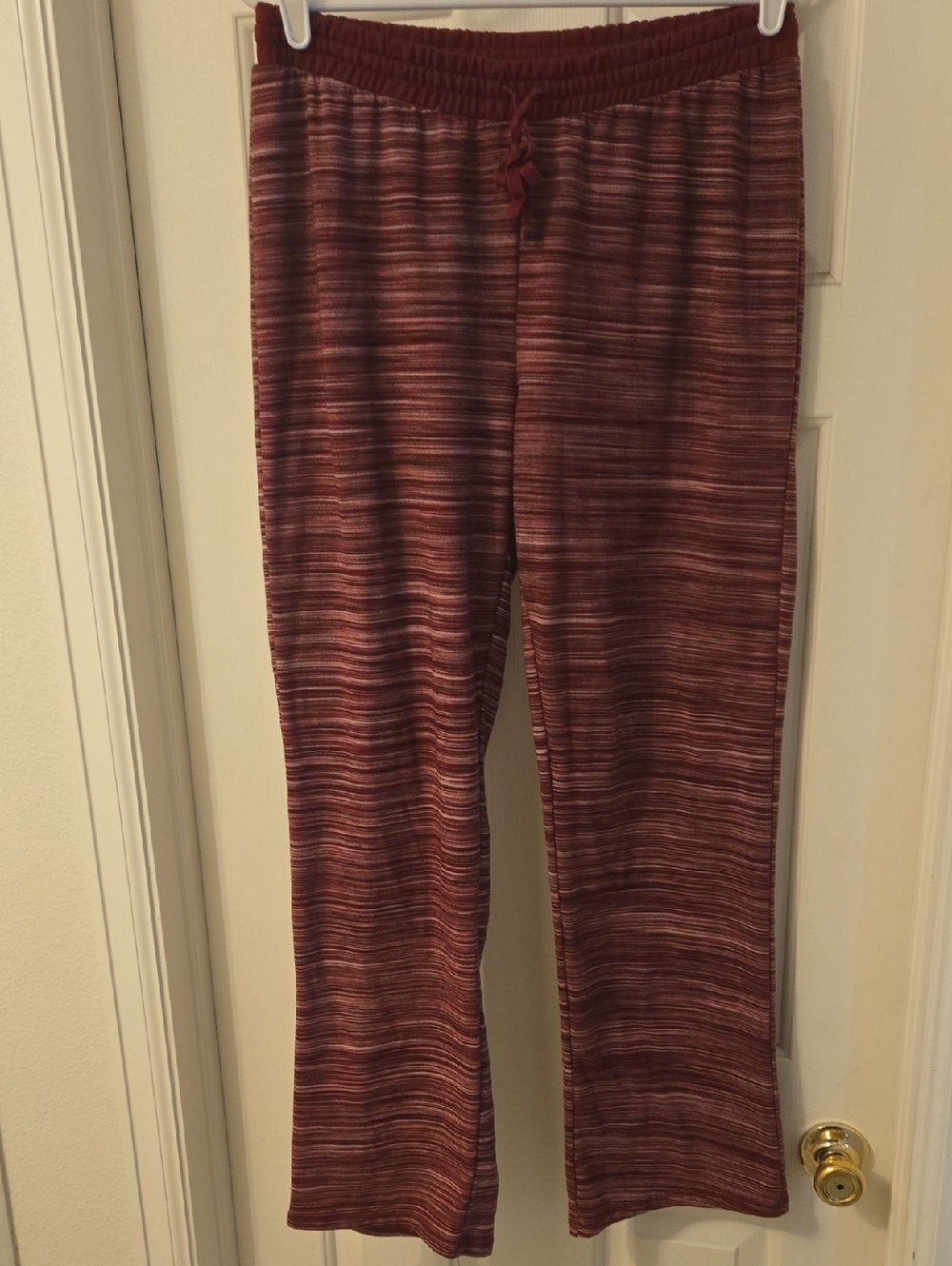 Karen Neuburger Striped Pinkish Red And White Stretchy Lounge Pants
